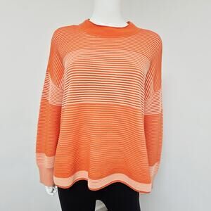 Daily Practice Sweater Womens XL Orange Striped Anthropologie Textured Stretch